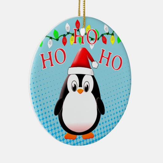 かわいいペンギンサンタハットクリスマスライト セラミックオーナメント (右)