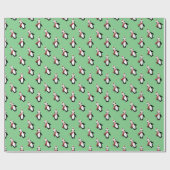 かわいいペンギンサンタハットライトグリーンクリスマス ラッピングペーパー (フラット)