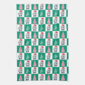 かわいいペンギンサンタメリークリスマスツリーパーティー キッチンタオル (縦)