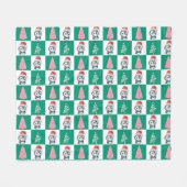 かわいいペンギンサンタメリークリスマスツリーパーティー フリースブランケット (正面(横))