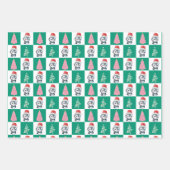 かわいいペンギンサンタメリークリスマスツリーパーティー ラッピングペーパーシート (正面2)