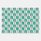 かわいいペンギンサンタメリークリスマスツリーパーティー ラッピングペーパーシート (正面)