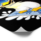 かわいいペンギンスノーボーディングサーファー冬の帽子 ポスター (角)