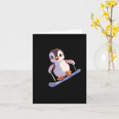 かわいいペンギンスノーボードおもしろいウィンタースポーツ カード (黄色い花)