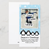かわいいペンギンズファミリークリスマスあなたの写真 シーズンカード (正面/裏面)