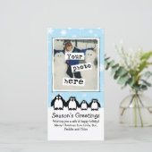 かわいいペンギンズファミリークリスマスあなたの写真 シーズンカード (スタンド正面)