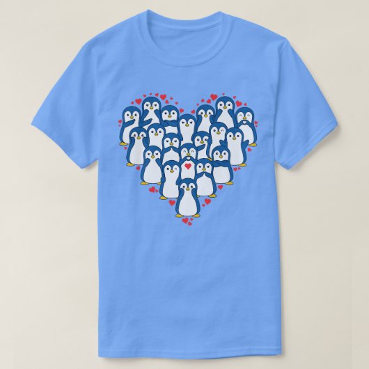 かわいいペンギンハート愛、女性のための動物愛好家私 Tシャツ (デザイン正面)