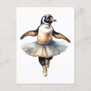 かわいいペンギンバレリーナ踊りバレエ シーズンポストカード