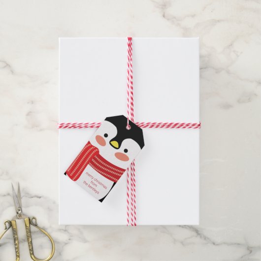 かわいいペンギンパーソナライズされたのクリスマスギフトタグ ギフトタグ (より糸付き)
