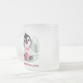 かわいいペンギンパーソナライズされたクリスマス フロストグラスマグカップ (正面左)