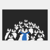 かわいいペンギンパーソナライズされたクリスマス ラッピングペーパーシート (正面3)
