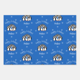 かわいいペンギンパーソナライズされたクリスマス ラッピングペーパーシート