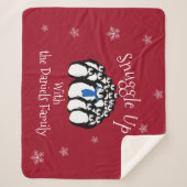 かわいいペンギンパーソナライズされたファミリー シェルパブランケット (正面)