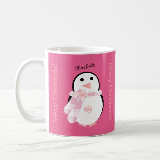 かわいいペンギンパーソナライズされたメリークリスマス コーヒーマグカップ (左)