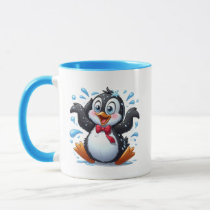 かわいいペンギンビーチ愛好家はモノグラムを追加 マグカップ