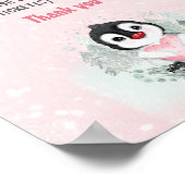 かわいいペンギンピンク赤ちゃんシャワーおむつラッフルサイン ポスター (角)