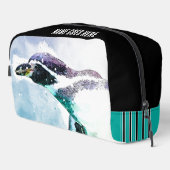 かわいいペンギンブラックとティール(緑がかった色)水彩旅行 ドップキット (右コーナー)