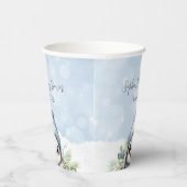 かわいいペンギンブルー冬の雪の赤ちゃんシャワー 紙コップ (右)
