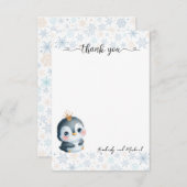 かわいいペンギンプリンセス誕生日Iベビーシャワー サンキューカード (正面/裏面)