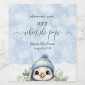 かわいいペンギンポップ・アートのイット彼女がポップボトルラベル ワインラベル (シングルラベル)