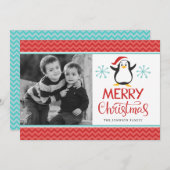 かわいいペンギンメリークリスマスホリデーフォトカード シーズンカード (正面/裏面)