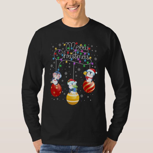 かわいいペンギンメリークリスマスライトオーナメントBal Tシャツ (正面)
