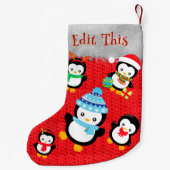 かわいいペンギンメリークリスマス名前をカスタムする スモールクリスマスストッキング (裏面)