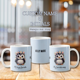 かわいいペンギン二カ国語ミタザファヴォリータスペインの コーヒーマグカップ