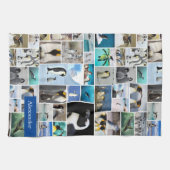 かわいいペンギン写真コラージュ柄ファーストネーム キッチンタオル (横)