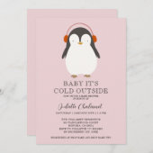 かわいいペンギン冬のベビーシャワー招待状 招待状 (正面/裏面)