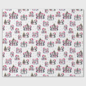 かわいいペンギン冬の休日ピンクのクリスマス ラッピングペーパー (フラット)