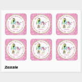 かわいいペンギン冬の水の色の誕生日パーティー スクエアシール (シート)