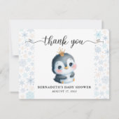 かわいいペンギン冬の赤ちゃんシャワーサンキューカード サンキューカード (正面)