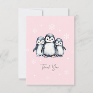 かわいいペンギン冬の赤ちゃんシャワー サンキューカード