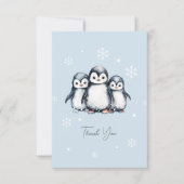 かわいいペンギン冬の赤ちゃんシャワー サンキューカード (正面)