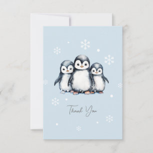 かわいいペンギン冬の赤ちゃんシャワー サンキューカード