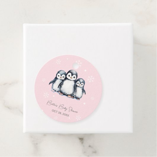 かわいいペンギン冬の赤ちゃんシャワー フェイバータグ (インサイチュ)