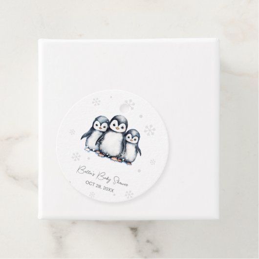 かわいいペンギン冬の赤ちゃんシャワー フェイバータグ (インサイチュ)
