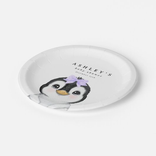 かわいいペンギン冬の赤ちゃんシャワー ペーパープレート (アングル)