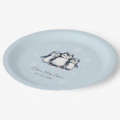 かわいいペンギン冬の赤ちゃんシャワー ペーパープレート (アングル)