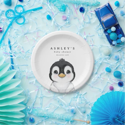 かわいいペンギン冬の赤ちゃんシャワー ペーパープレート (パーティー)