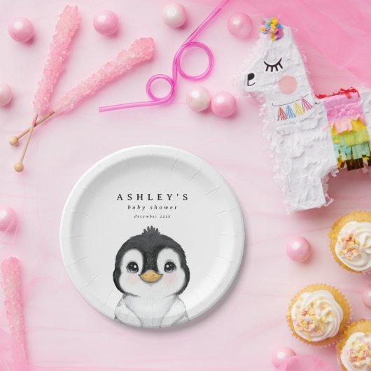 かわいいペンギン冬の赤ちゃんシャワー ペーパープレート (パーティー)