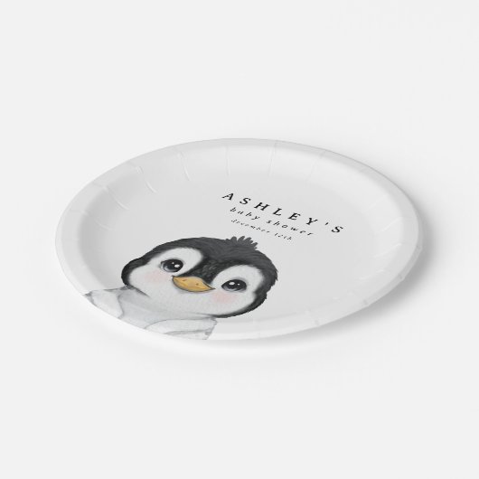 かわいいペンギン冬の赤ちゃんシャワー ペーパープレート (アングル)