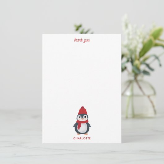 かわいいペンギン冬の鳥の北極クリスマス サンキューカード (スタンド正面)