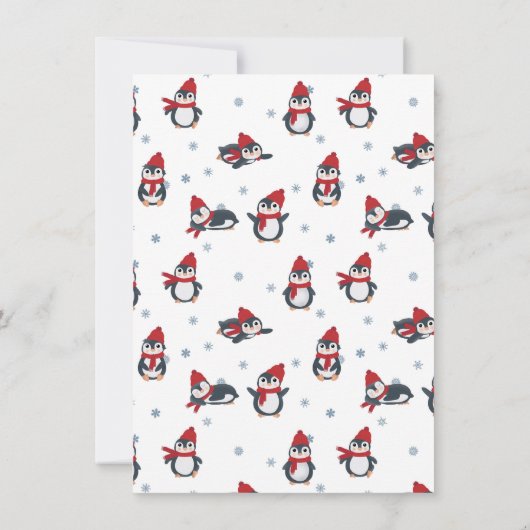 かわいいペンギン冬の鳥の北極クリスマス サンキューカード (裏面)