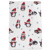 かわいいペンギン冬の鳥の北極動物 ミディアムペーパーバッグ (裏面)