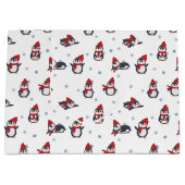 かわいいペンギン冬の鳥の北極動物 ラージペーパーバッグ (正面)