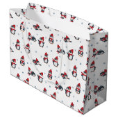 かわいいペンギン冬の鳥の北極動物 ラージペーパーバッグ (裏面アングル)