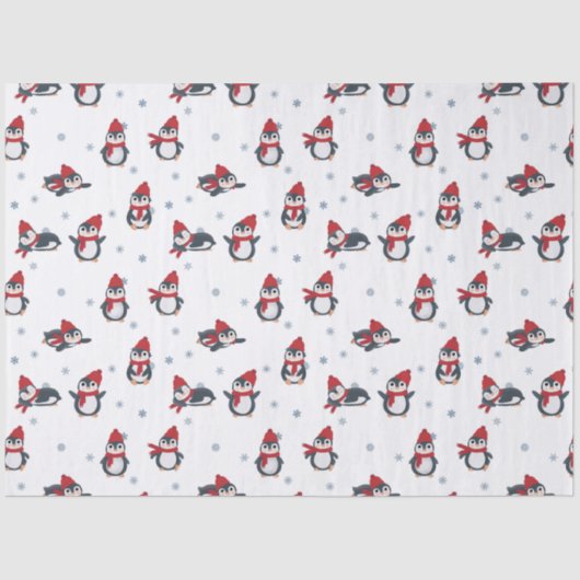 かわいいペンギン冬の鳥の北極動物 薄葉紙 (正面)