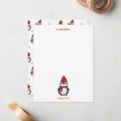 かわいいペンギン冬の鳥アルクティッククリスマス ノートカード (正面/裏面インサイチュ)